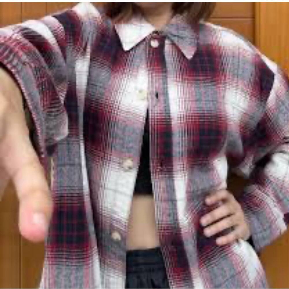 H&M Shirt‎ Oversized Women Plaid Flannel Size M Women’s